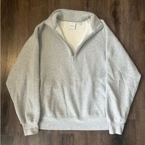 Aritzia Light Gray Zip-Up Sweater